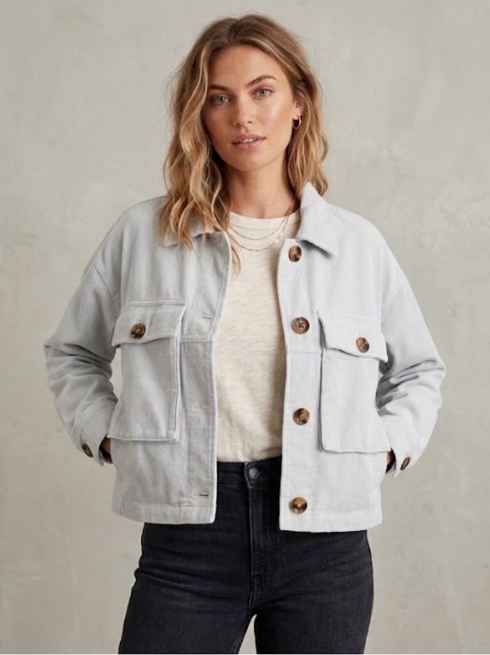 Zara Light Wash Cropped Denim Shacket